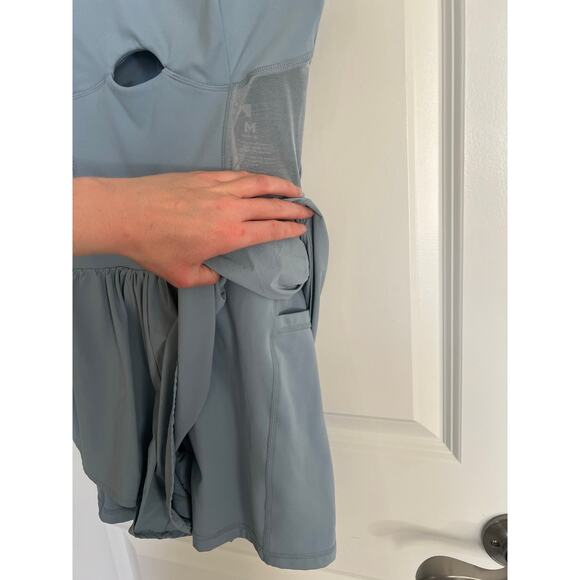 Popflex Blogilates Runsie Running Romper with Pockets and mesh in Blue Storm, M - Picture 10 of 12